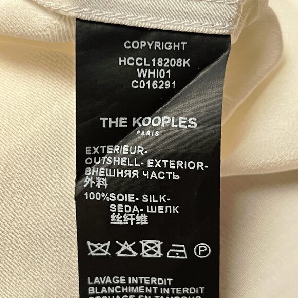 The Kooples white button down Silk Shirt NWOT Slim Long Sleeve Size Large - Picture 9 of 13